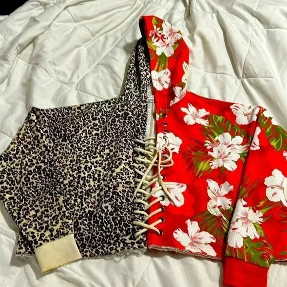 Urban Outfitters Tops - Urban Outfitters Tegan half Hoodie Lace-up  Sweatshirt  size XS oversized